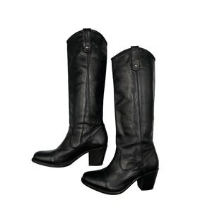 Frye Melissa Button Tall Boots Womens 8 Black Excellent Leather Western Heel
